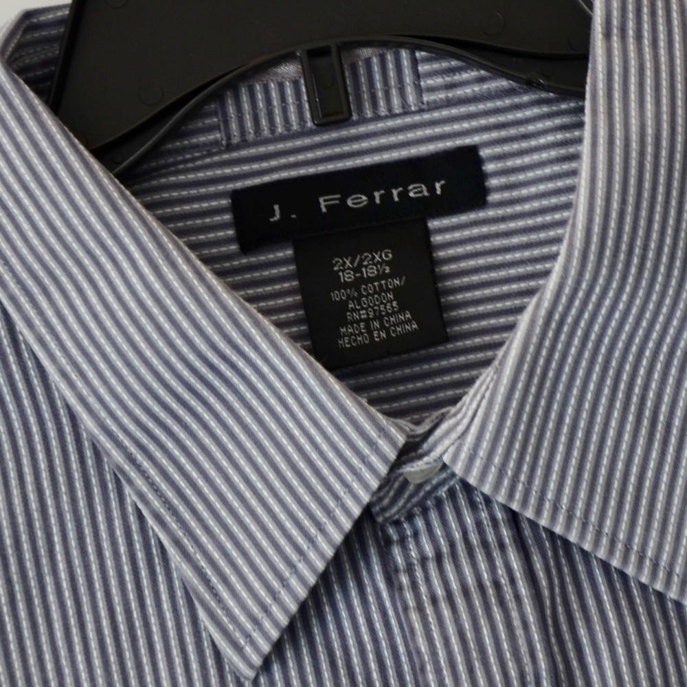 Men's XXL J. Ferrar Gray Pin Stripe Dress Shirt